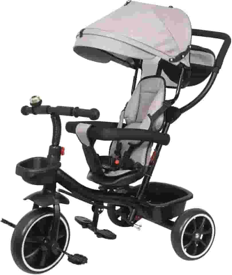 Triciclo Infantil 4 em 1 Multifuncional Carrinho de Bebê Com Empurrador e Capota Solar - Kababy