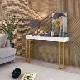 D+MOB Aparador Planalto 90cm com Pés de Ferro Dourado Design Moderno (Branco)