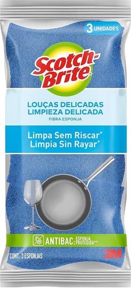 Scotch-Brite, 3M, Esponja Não Risca - Azul, 1 pacote com 3 unidades